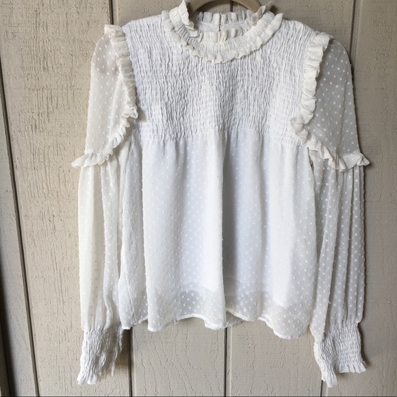 zara white sheer blouse